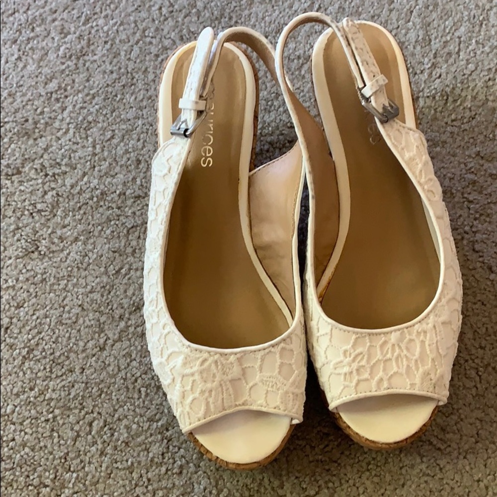 White lace wedges
